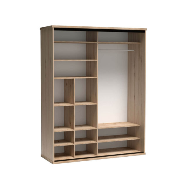 Large Wardrobe NAKUSP - Oak - Slats - Mirror - Sliding - 179 x 216 x 61 cm - Image 3