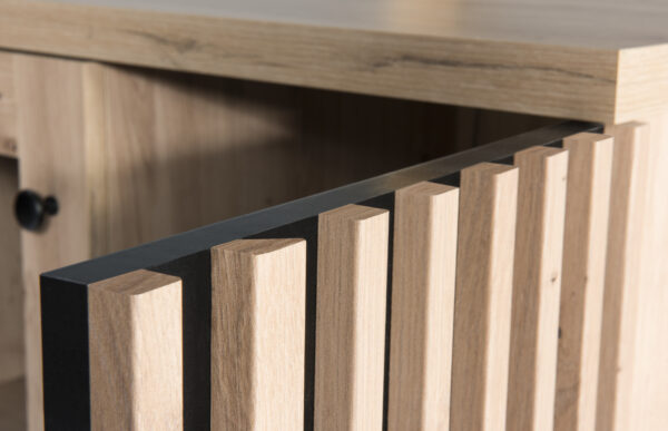 Large Wardrobe NAKUSP - Oak - Slats - Mirror - Sliding - 199 x 216 x 61 cm - Image 9