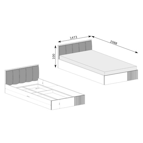 Bed NAKUSP - Oak - Bedding Storage - Headboard - Slats - 148 x 100 x 207 cm - Image 2