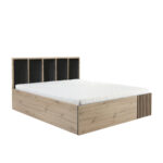 Bed NAKUSP - Oak - Storage for Bedding - Headboard - Slats - 168 x 100 x 207 cm