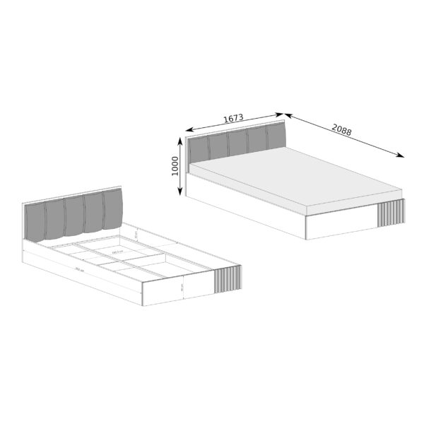 Bed NAKUSP - Oak - Storage for Bedding - Headboard - Slats - 168 x 100 x 207 cm - Image 2