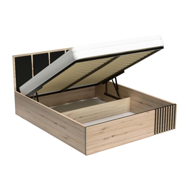 Bed NAKUSP - Oak - Storage for Bedding - Headboard - Slats - 168 x 100 x 207 cm - Image 3