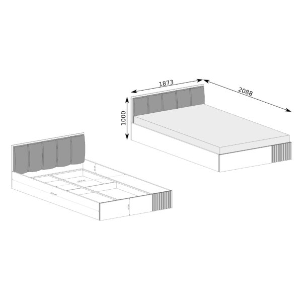 NAKUSP Bed - Oak - Bedding Storage - Headboard - Slats - 188 x 100 x 207 cm - Image 2