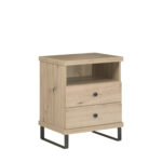 Nightstand NAKUSP - Oak - Drawers - Metal Legs - 48 x 50 x 41 cm