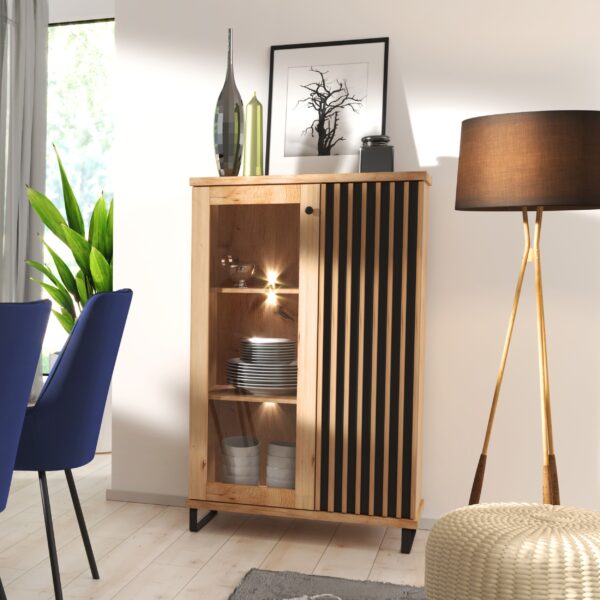 Standing Display Cabinet NAKUSP - Oak - Slats - 87 x 132 x 41 cm - Image 2