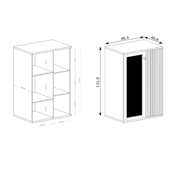 Standing Display Cabinet NAKUSP - Oak - Slats - 87 x 132 x 41 cm - Image 3