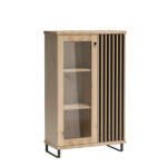 Standing Display Cabinet NAKUSP - Oak - Slats - Lighting - 87 x 132 x 41 cm