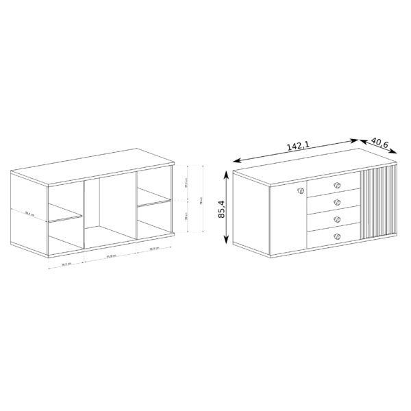 Commode NASKUP - Oak - Slats - Drawers - 143 x 86 x 41 cm - Image 3