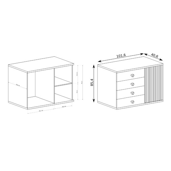 Commode NASKUP - Oak - Lamellas - Drawers - 102 x 86 x 41 cm - Image 2