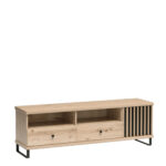 TV cabinet NAKUSP - Oak - Slats - Drawers - Metal Legs - 161 x 44 x 41 cm