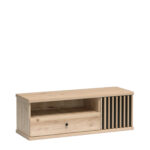 TV Cabinet NAKUSP - Oak - Slats - Drawer - 124 x 44 x 41 cm