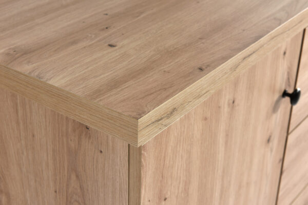 TV cabinet NAKUSP - Oak - Slats - Drawer - Metal Legs - 124 x 44 x 41 cm - Image 5