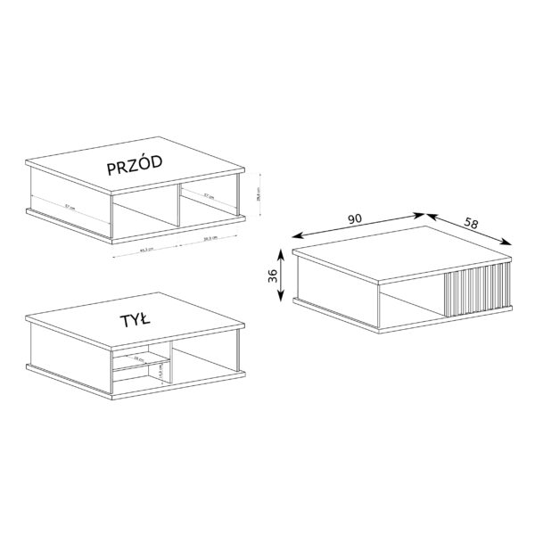 Coffee Table NAKUSP - Oak - Slats - 90 x 36 x 58 cm - Image 2
