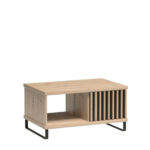 Coffee Table NAKUSP - Oak - Slats - Metal Legs - 90 x 36 x 58 cm