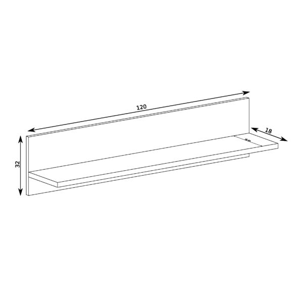 Hanging Shelf NAKUSP - Oak - Black - 120 x 32 x 18 cm - Image 2