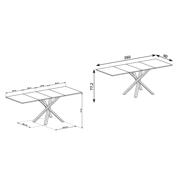 Extendable Dining Table NAKUSP - Oak - Black Metal Legs - 98 x 7 x 81 cm - Image 3