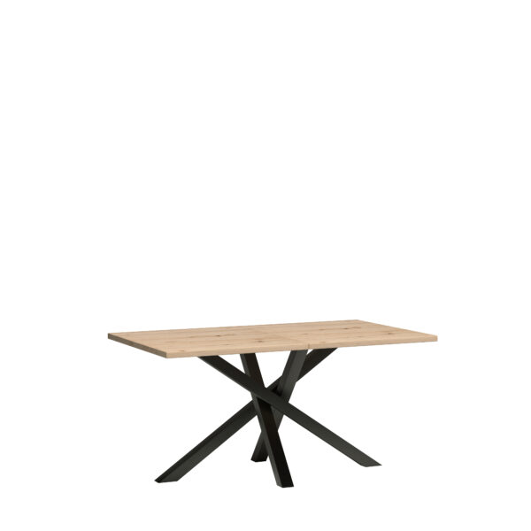 Extendable Dining Table NAKUSP - Oak - Black Metal Legs - 98 x 7 x 81 cm - Image 4